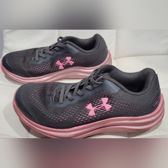 Under Armour Girl's Black and Pink Running Shoes - Picture 2 of 6